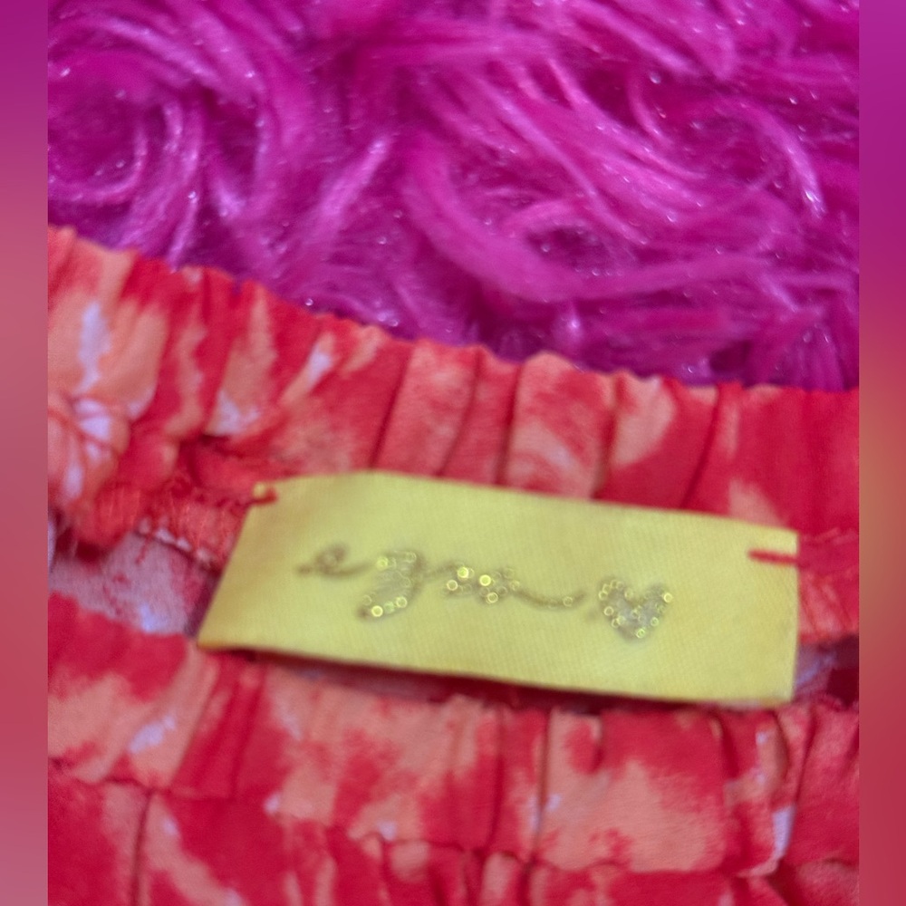 Orange Tie-Dye Dress with Lace Hem B007 - Picture 4 of 7
